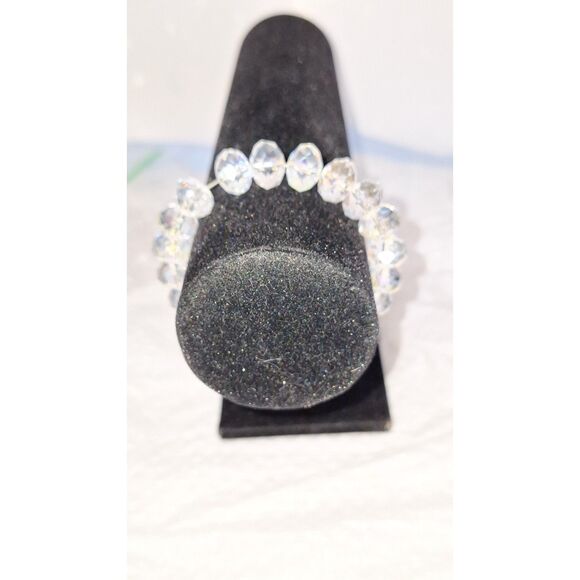 A Vintage Women's Stretch Bracelet Faceted Crystal Glass Elegant Eveningwear - Picture 3 of 8